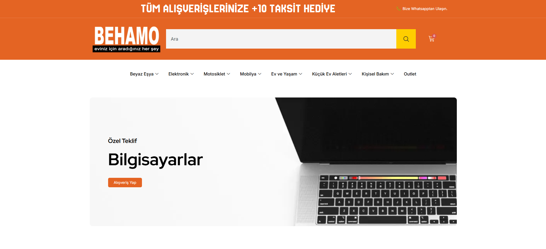 Behamo e-ticaret projesi önizlemesi