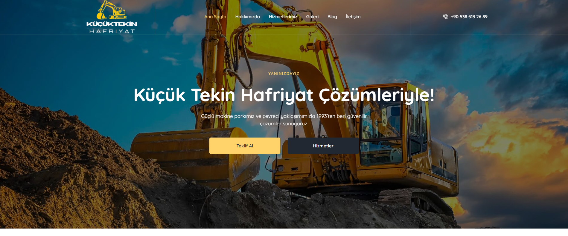 Küçüktekin Hafriyat web sitesi önizlemesi