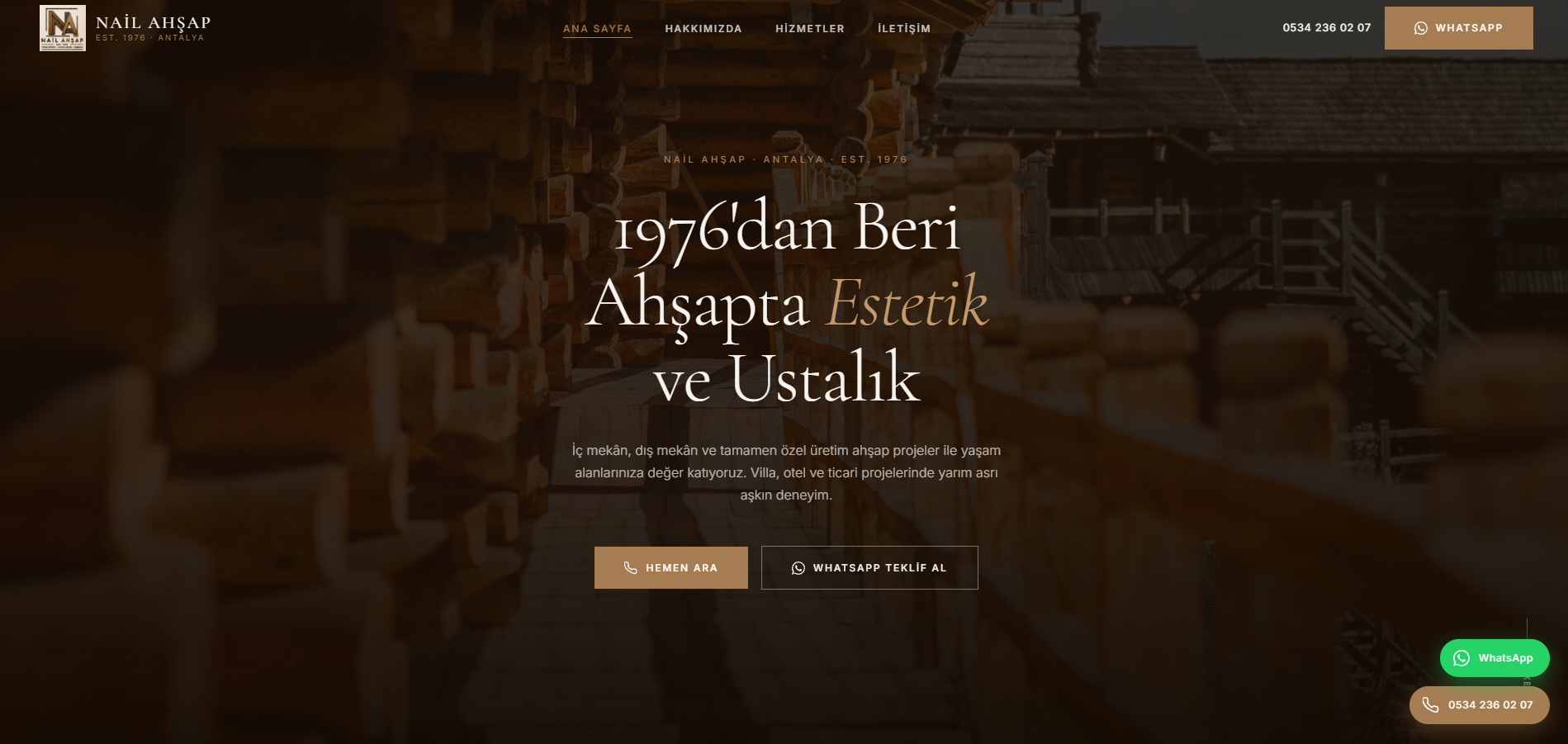 Nail Ahşap web sitesi önizlemesi